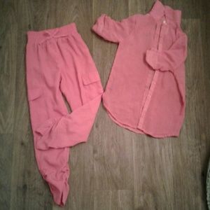 Pink blouse and joggers